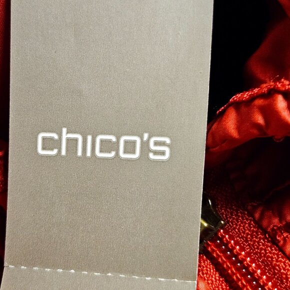 Chicos Zenergy Jacket Womens Size 4 Ellen Crinkled  Scarlet Sun Red Polyester - Picture 2 of 10